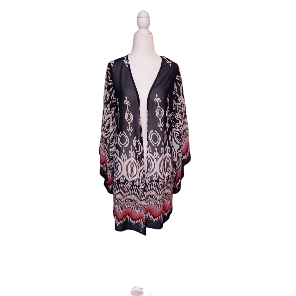 Mia Max Kimono XS Open Front Cardigan Short Sleeve robe cover up cape Bo…
